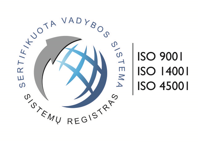 ISO 9001 / ISO 14001 / ISO 45001 sertifikuota vadybos sistema